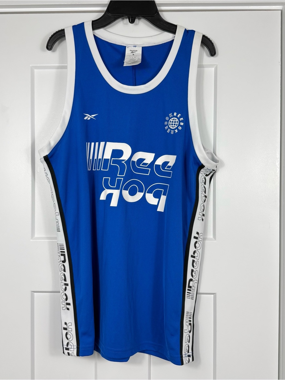 Reebok Meet You There Basketball Graphic Tank Top Blue White Black Men Small